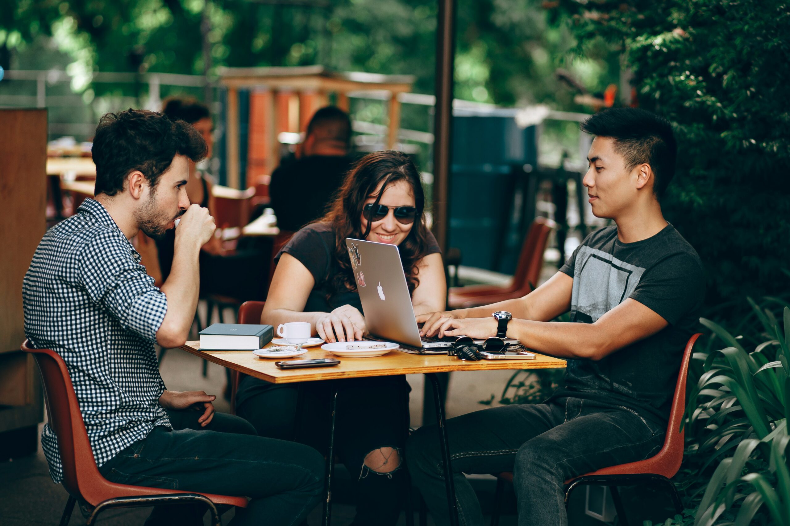 Group meeting in public area